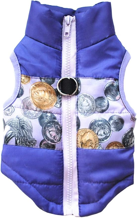 Winter Waterproof Windshell Dog Jacket for Small/Medium Dogs - Warm and Cozy, Gold Coin Color, Not Suitable for Big Dogs