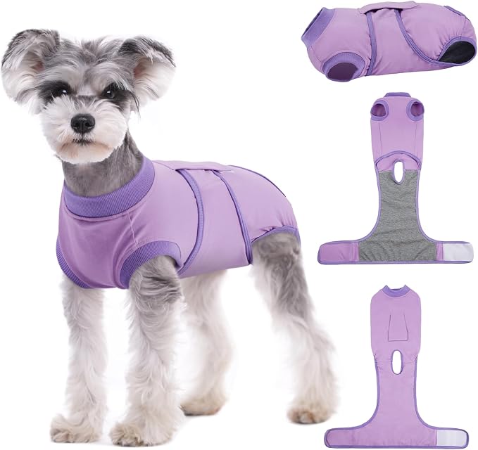 Kuoser Dog Surgery Suit Female Spay, Dog Recovery Suit Male Neuter, Pet Clothes Onesie for Surgery Anti Licking Abdominal Wounds Puppy Surgical Recovery Bodysuit Shirt, Substitute E-Collar & Cone