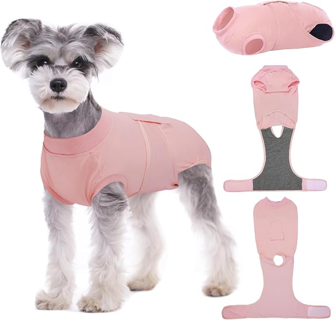 Kuoser Dog Surgery Suit Female Spay, Dog Recovery Suit Male Neuter, Pet Clothes Onesie for Surgery Anti Licking Abdominal Wounds Puppy Surgical Recovery Bodysuit Shirt, Substitute E-Collar & Cone