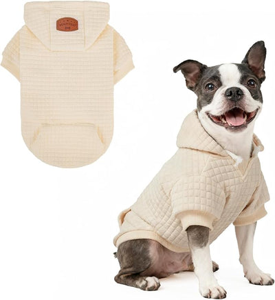 BEAUTYZOO Dog Hoodie with Leash Hole and Pocket,Dog Sweaters for Small Medium Large Dogs Boys Girls,Waffle-Like Laminated Cotton Warm Outfits for French Bulldogs, Pitbull, Winter Puppy Clothes Jacket