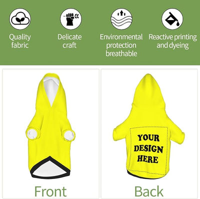 Personalized Chihuahua Dog Hoodie, Custom Pet Warm Sweatshirt Costume with Name Number Photo, Customize ID Clothes for Pupppy Kitten Dogs Cats, Yellow, M