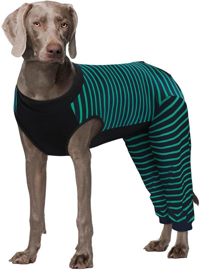 Kuoser Dog Recovery Suit with Anti Licking Rear Leg Sleeve, Green 3XL | Abdominal Dog Surgical Suit with Pants Cover Protect Wounds, Dogs Elbow Protector Soft Pet Surgery Onesie Cone Alternative