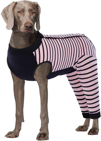 Kuoser Dog Recovery Suit with Anti Licking Rear Leg Sleeve, Pink 3XL | Abdominal Dog Surgical Suit with Pants Cover Protect Wounds, Dogs Elbow Protector Soft Pet Surgery Onesie Cone Alternative
