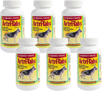 Artri-tabs Complex Dietary Supplement by Interfarma Corp | Cartilage Protection, Reduce Inflammation, & Joint Support for Dogs | with Glucosamine, Collagen, & MSM | Beacon Flavor | 60 Tablets. (6)