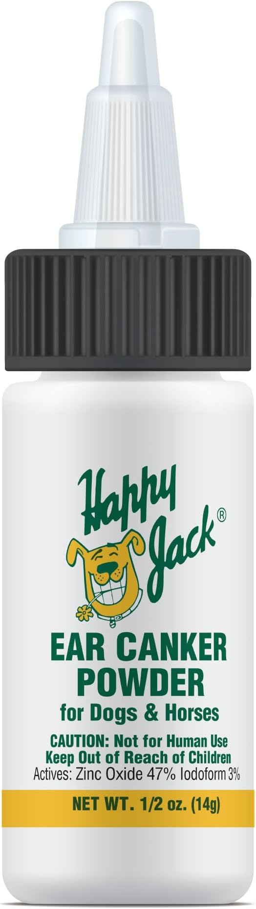 HAPPY JACK Ear Canker Powder (0.5 oz) Dog Ear Powder for Infections, Made in USA, Helps Allergies, Polyps, Overproduction of Wax