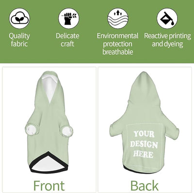 Personalized Chihuahua Dog Hoodie, Custom Pet Warm Sweatshirt Costume with Name Number Photo, Customize ID Clothes for Pupppy Kitten Dogs Cats, LightGreen, XXS