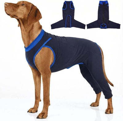 T'CHAQUE Easy On Dog Surgery Recovery Suit with Rear Leg Sleeve to Stop Licking, Machine Washable Surgical Suit for Dogs Male Neuter, Soft Dog Body Suits After Surgery, Wound Protection, Navy 3XL