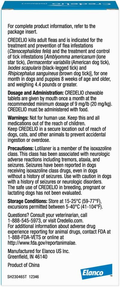 Credelio Tick & Flea Infestation Prevention and Treatment for Dogs 50.1-100 lbs. | 6-Month Supply