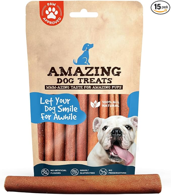 Amazing Dog Treats 6 Inch Collagen Stick - (15 Count)- Collagen Sticks for Dogs - No Hide Dog Bones