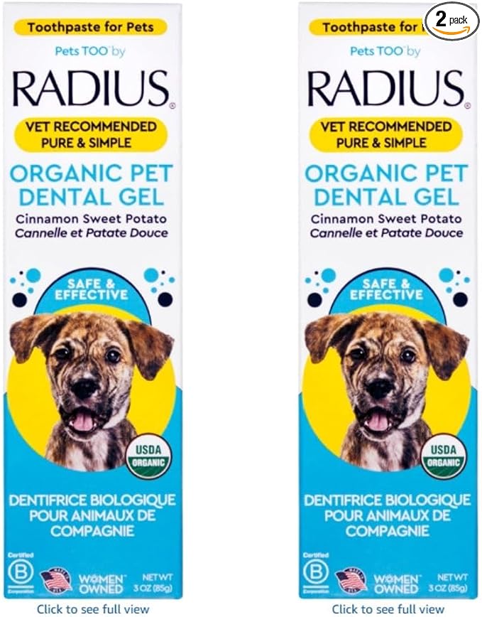 RADIUS Canine Pet Toothpaste, Cinnamon Sweet Potato, 3 oz, Non-Toxic Toothpaste for Dogs, Designed to Clean Teeth, Help Prevent Tartar, & Remove Plaque, Xylitol Free, Pack of 2
