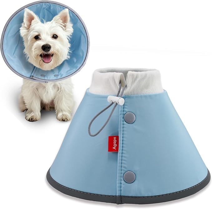 Agape Soft Dog Cone for Small Dogs & Cats, Recovery Collar to Stop Licking | Comfy E Collar Alternative for Puppies, Adjustable Cloth Cone After Surgery, Protective Neck Cone for Kittens, Washable