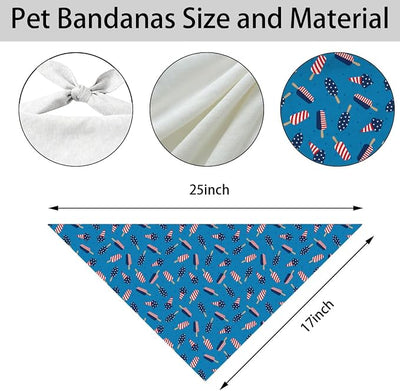 4th of July Dog Bandana, Patriotic Popsicle Pet Triangle Scarf for BBQ Parade Summer Party Outfit, Ice Cream Neckerchief for Small Medium Dogs, Puppy Gift