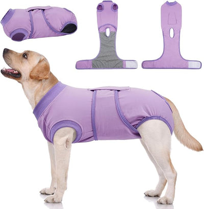 Kuoser Dog Surgery Suit Female Spay, Dog Recovery Suit Male Neuter, Pet Clothes Onesie for Surgery Anti Licking Abdominal Wounds Puppy Surgical Recovery Bodysuit Shirt, Substitute E-Collar & Cone