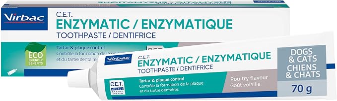 Virbac C.E.T.® Enzymatic Toothpaste| Tartar & Plaque Control for Fresh Breath | Pet Dental Care Toothpaste | Poultry Flavor, 2.5 oz