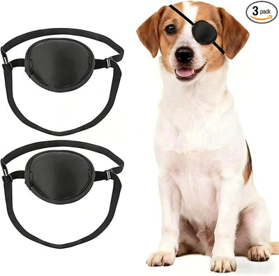 Dog Eye Patch - Protective Cover for Injuries,Post-Surgery Recovery,Adjustable Eye Patch for Small Dogs & Cats (3)