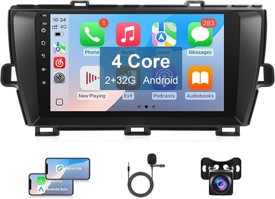 Leadfan Car Radio for Toyota Prius 2010 2011 2012 2013 2014 2015 Stereo Replacement with Wireless CarPlay Android Auto, 9 Inch Touchscreen with Bluetooth WiFi GPS Navigation Backup Camera MIC 2+32G