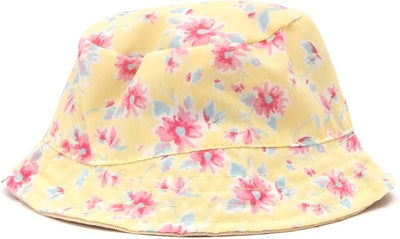 THE WORTHY DOG Fancy Floral Bucket Hat for Dogs – Lightweight Pet Sun Hat with Adjustable Chin Strap, Soft Brim & Bright Colors - Yellow, Small