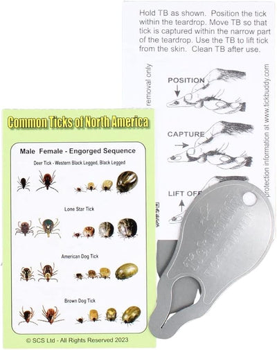 Tick Buddy (Three Pack) Stainless Steel Tick Removal Tool for Dogs Cats Pets and People