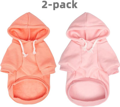2-Pack Dog Hooded Sweaters & Jackets - Soft Dog Clothes Hoodie for Small/Medium/Large Dogs & Cats | All-Season Comfort & Fit, Stylish Pet Shirts Apparel (Light Pink, Coral, XX-Large)