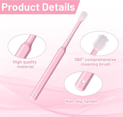 3 Pack Small Dog Cat Toothbrush, 360 Degree Soft Silicone Pet Toothbrush Cat Dental Care Dog Oral Hygiene Deep Clean Pet Teeth Cleaning Kit