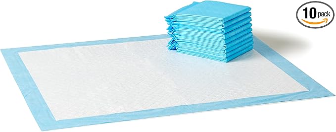 Amazon Basics Puppy Pads, Heavy Duty with 5-Layer Leak-Proof Design, Quick-Dry Surface, Built-In Attractant Potty Pads for Dogs, X-Large, 34 x 28 in., 10-Count