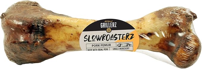 Grillerz Pork Femur, 1 Count, Pork Bones for Dogs, Rawhide Free, Dog Chew for Healthy Teeth & Gums, High Protein, Easy to Digest, Long Lasting, Natural Treats for All Breeds