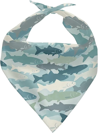 KEIAHUAN 1 Pack Dog Bandanas Fish Camouflage Design Classic Triangle Adjustable Fit Dog Scarf Triangle Bibs Neck Scarf