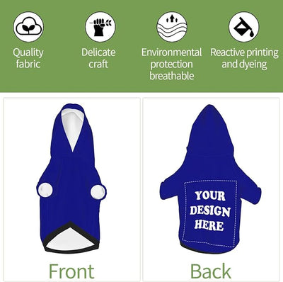 Personalized Dog Hoodie, Custom Dog Costumes for Small Dogs, Holiday Happy Dog Clothes Football Pet Shirt Sweater with Name Number for Girl/Boy Cats/Kitten, Blue, S