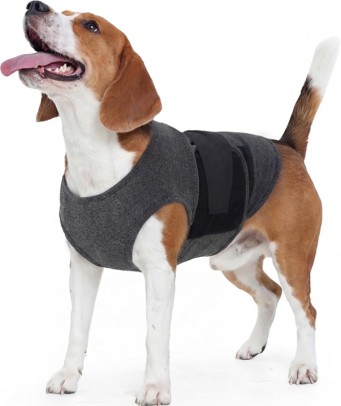 IECOii Dog Anxiety Vest for Small Dogs, Pressure Wrap, Dark Gray, Size S | Dual-Pressure Design Helps Dogs Feel Secure During Fireworks, Thunderstorms, Travel and Other Stressful Situations