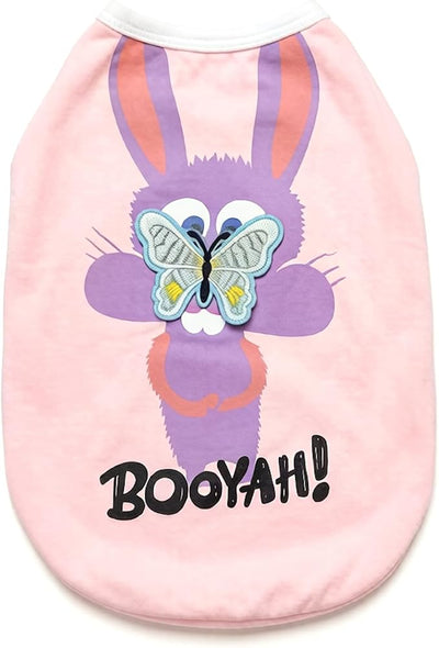 iChoue Pug Shirts for Dogs Cartoon Bunny Print Clothes Easter Outfits Costumes Rabbit Vests Cotton Tank Tops French Bulldog Puppy - Pink/Small