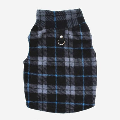 Dog Sweater, Soft Fleece Vest with Leash Ring Pullover Jacket Winter Pet Dog Clothes for Puppy Small Dog Cat Teddy Chihuahua Yorkshire for Christmas (X-Small, Black Grey Plaid)