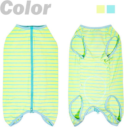 Dog’s Recovery Suit Post Surgery Shirt for Female Male Dog, E-Collar Alternative Wound Protective Clothes (Green stripe-4xl)