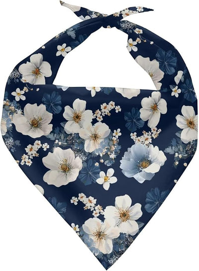 KEIAHUAN Hibiscus Flowers Dog Bandanas Adjustable Doggie Triangle Kerchief Scarf Washable Reversible Pet Handkerchief Dogs Costume Accessories