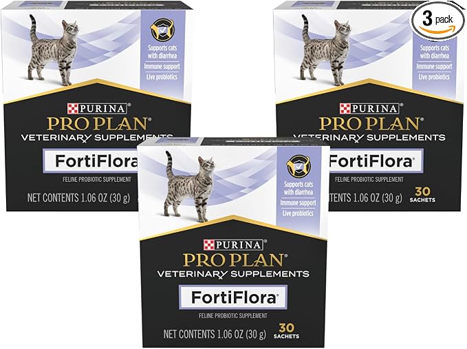 Purina Pro Plan Veterinary Supplements FortiFlora Cat Probiotic Supplement for Cats with Diarrhea 30 ct. Box (Pack of 3)