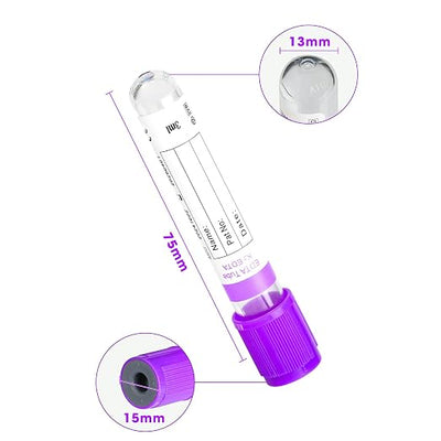 Specimen Collection Tubes 3ml Lab Vacuum EDTA K2 Tube for Pet Animals Veterinary Lab Supplies 100 Pcs Wrap Packaging