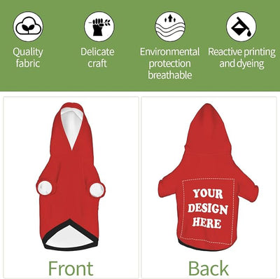 Dog Costume, Custom Dog Hoodie, Dog Name Costume Holiday Pet Pajamas Outfit, Personalized Pet Coat Costumes for Small Medium Large Dogs and Cats for Winter, Red, XXS