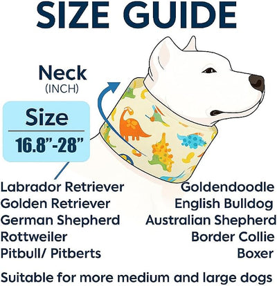 LovinPet Dog Recovery Collar, Adjustable Soft Cone for Medium & Large Dogs, Post-Surgery Comfort & Lick Prevention, Jurassic Dinosaur Print,Yellow