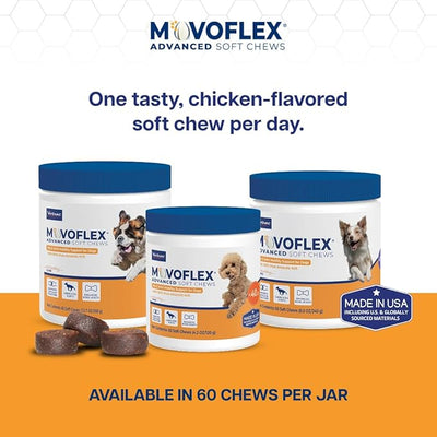 MOVOFLEX Advanced Soft Chews Hip and Joint Support Supplement for Small Dogs - 60 Count by Virbac