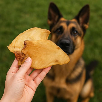Pet Craft Supply 16 Pack Grass Fed Water Buffalo Ear, All Natural, Single Ingredient, Pig Ears for Dogs Alternative Long Lasting Dog Chew Treat for Aggressive Chewers, Small to Large Dogs