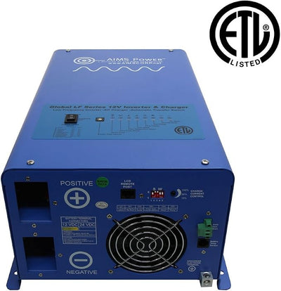 AIMS 1000W 12V Pure Sine Inverter Charger w/Transfer Switch 120V ETL
