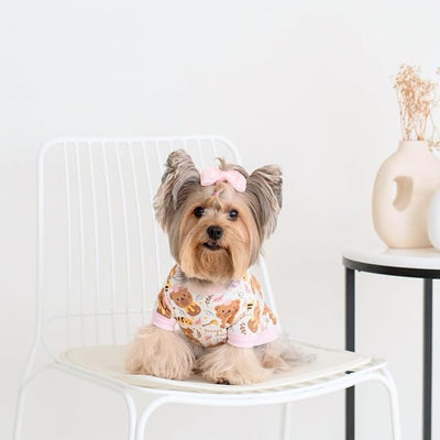 Pippo's Shop 2 Pack Dog Shirt Premium Peruvian Cotton, Fashionable and Cute Pet Apparel, Lightweight Stretch Puppy Soft Breathable T-Shirt (Bee & Pup-Girl Pack, X-Small)