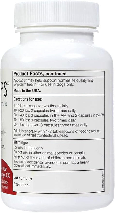 Apocaps CX Vet-Formulated Apoptogen Formula for Dogs - Milk Thistle, Turmeric Curcumin, Apigenin & Luteolin - Supports Normal Apoptosis, Immune & Liver Function - Senior Dogs - 90 Capsules