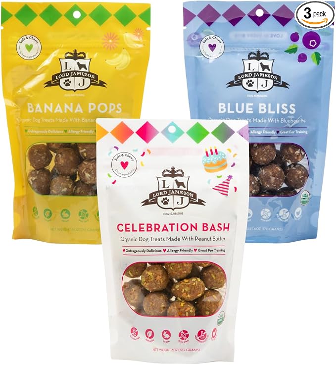 Lord Jameson Collection Bundle – Organic Dog Treats, Soft, and Irresistible Dog Treats Bundle (3-Pack)