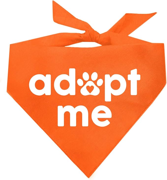 Adopt Me Dog Bandana | 100% Cotton | Made in USA | Adoption Event Prop Photoshoot | Rescue | Puppy | New Dog | Orange, X-Small (326)