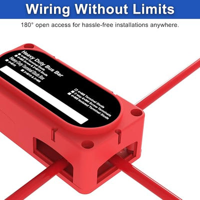 Heavy Duty Bus Bar 300A 12V Power Distribution Block with 5/16" (M8) 4-Posts Terminals Block with Cover for Automotive, Marine, Battery System(Red)