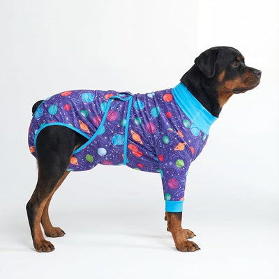 Spark Paws Dog Surgery Recovery Suit – Dog Recovery Suit After Surgery, Anti-Lick Dog Onesie, Abdominal Wound Protector, Soft Cone Alternative for Spay Neuter Male Female Pet Recovery - Planets - 5XL