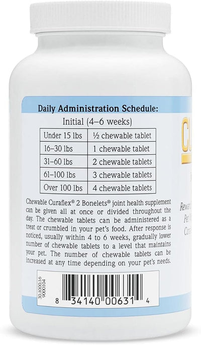 Nutramax Curaflex 2 Joint Health Supplement for Dogs, 120 Chewable Tablets (Pack of 2)