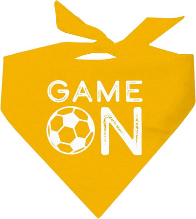 Game On Soccer Dog Bandana | 100% Cotton Adjustable Triangle | Made in USA | Soccer| Sports | Biggest Fan | Game Day | Gold, One Size (1073)