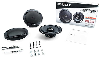 Kenwood KFC-1666R Road Series Car Speakers (Pair) - 6.5" 2-Way Car Coaxial Speakers, 300W, 4-Ohm Impedance, Cloth Woofer & Balanced Dome Tweeter, Heavy Duty Magnet Design