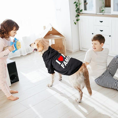 Dog Sweater Dog Hoodie Cold Weather Coat Hooded Sweatshirt for Puppies,Cats, Small Medium Large Dogs (Black(Family), Medium/Large)